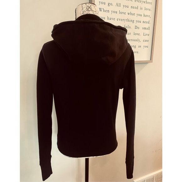 💥ROOTS CANADA Woman’s BLACK HEAVY FLEECE Slim Fit Half Zip Sweatsuit Jogger Set - Picture 10 of 15